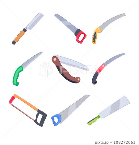 saw hand set cartoon vector illustration 108272063