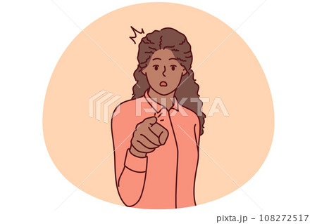 Amazed black woman point at screen 108272517