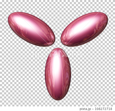3DCG "3 elliptical spheres/ellipsoids" red, red 108272718