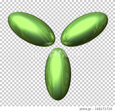 3DCG "3 elliptical spheres/ellipsoids" green, green 108272720