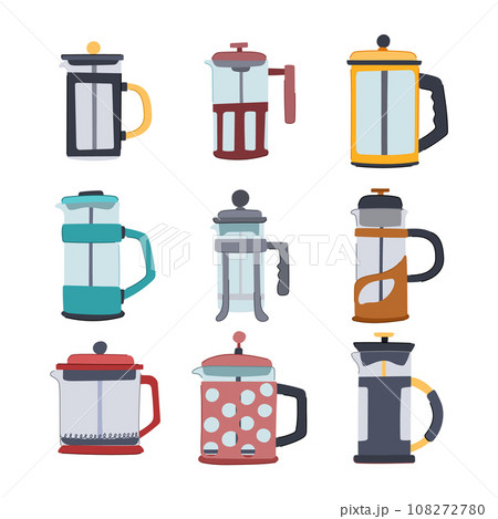french press coffee set cartoon vector illustration french press coffee set cartoon vector illustration 108272780