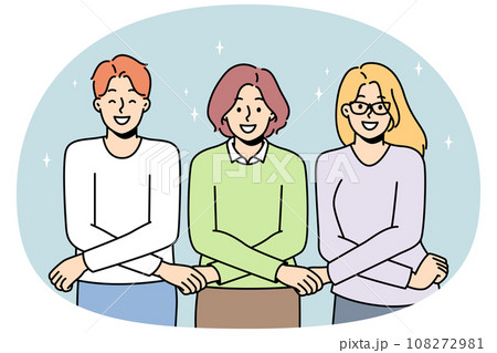 People hold each other with arms crossed in front. 108272981