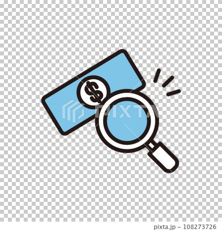 Dollar magnifying glass icon 108273726