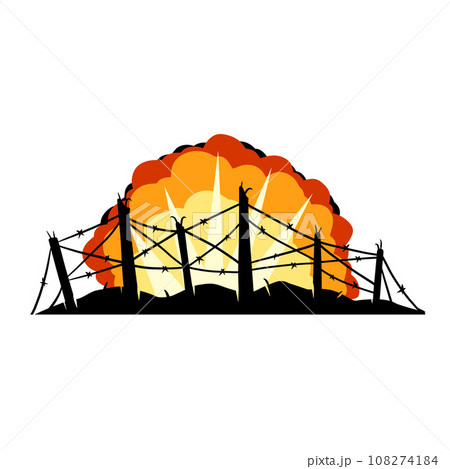 Barbed wire. Scenery of modern military conflict Barbed wire. Scenery of modern military conflict 108274184