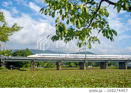 緑の伊吹山麓を走る東海道新幹線N700A 緑の伊吹山麓を走る東海道新幹線N700A 108274407