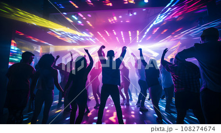 People dance in disco night club 108274674