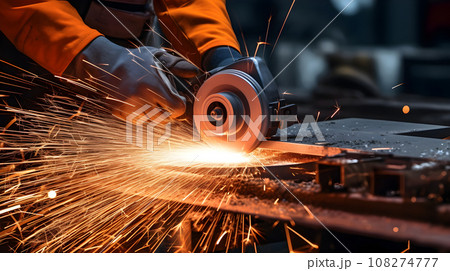 Close-up metal saw blade 108274777