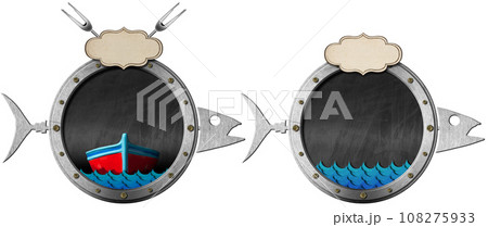 Template of a Restaurant Menu in the Shape of a Fish Isolated on White Template of a Restaurant Menu in the Shape of a Fish Isolated on White 108275933