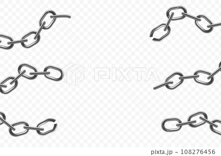 Metal chain with broken links. Metal chain with broken links. 108276456
