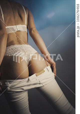 Beautiful lady underwear model in studio 108276468