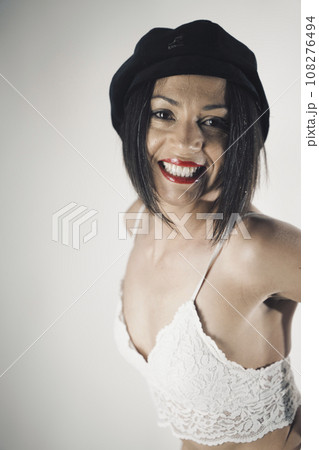 Beautiful lady underwear model in studio 108276494