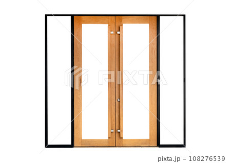 Brown new wooden door isolated 108276539