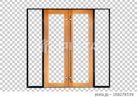 Brown new wooden door isolated 108276539