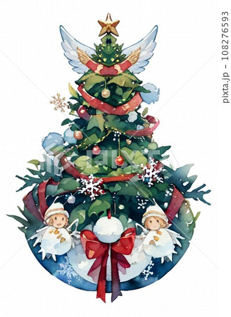 クリスマスツリーと雪の妖精のイラスト素材 [108276593] - PIXTA