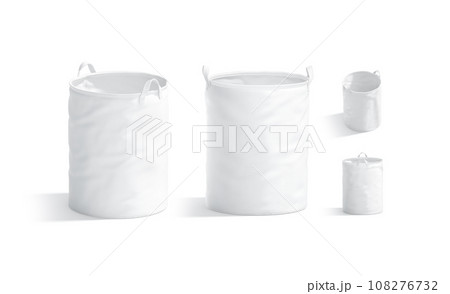 Blank white laundry hamper bag mockup, different views 108276732