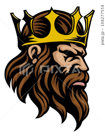King Crown Warrior Head Mascot Medieval Face Man 108277558