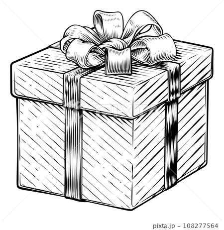Christmas Gift Birthday Vintage Present Box Bow Christmas Gift Birthday Vintage Present Box Bow 108277564