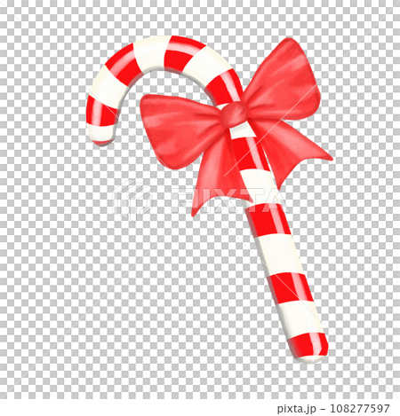 Candy cane with red ribbon 108277597