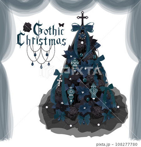 ゴシック　クリスマスツリー　ブルー 108277780