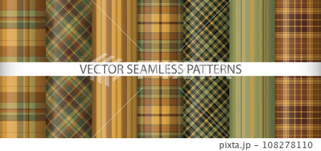 Set pattern fabric tartan. Seamless textile texture. Background plaid vector check. 108278110