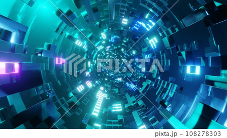 カラフルな光のトンネル Colorful light tunnel 108278303