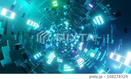 カラフルな光のトンネル Colorful light tunnel 108278329