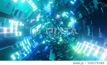カラフルな光のトンネル Colorful light tunnel 108278360