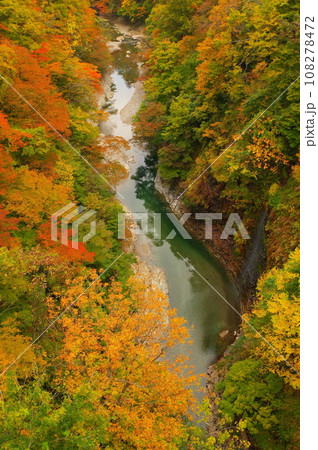 秋田県湯沢市にある紅葉の小安峡 秋田県湯沢市にある紅葉の小安峡 108278472