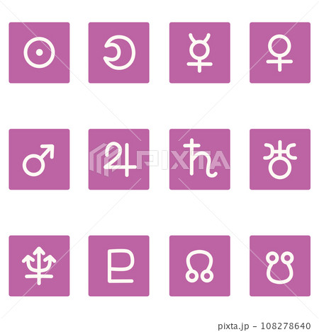 紫色の惑星の四角形のアイコンセット 108278640