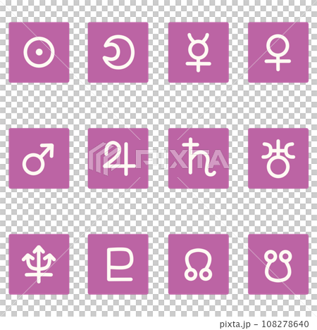 紫色の惑星の四角形のアイコンセット 108278640
