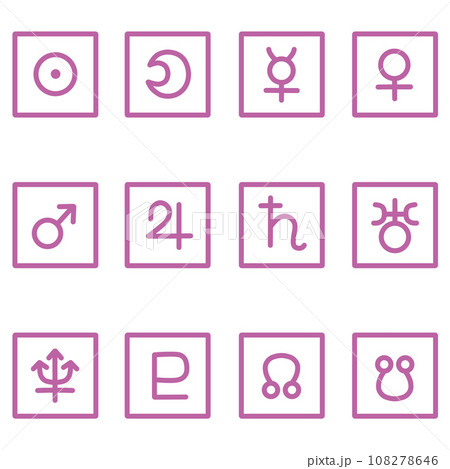 紫色の惑星の四角形のアイコンセット 108278646