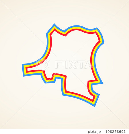 DR Congo - Stylized outline map in colors of the flag DR Congo - Stylized outline map in colors of the flag 108278691