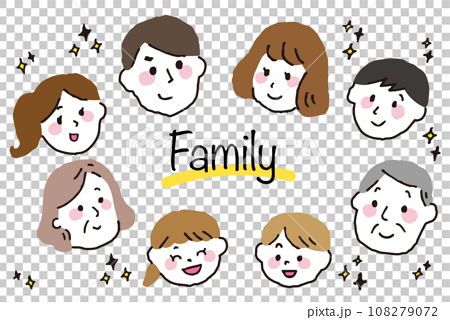 家族　笑顔の表情　三世代 108279072