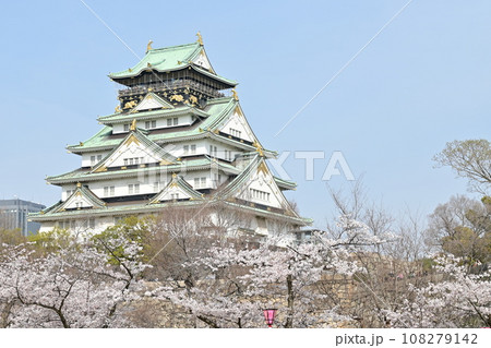 大阪城西の丸庭園から見える桜の風景 大阪城西の丸庭園から見える桜の風景 108279142