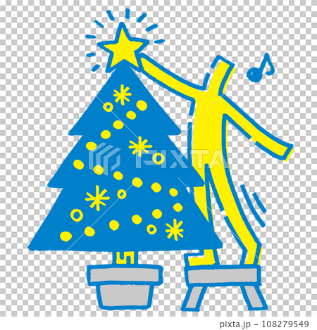 火柴人裝飾聖誕樹。 108279549