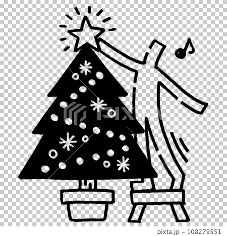 火柴人裝飾聖誕樹。 108279551