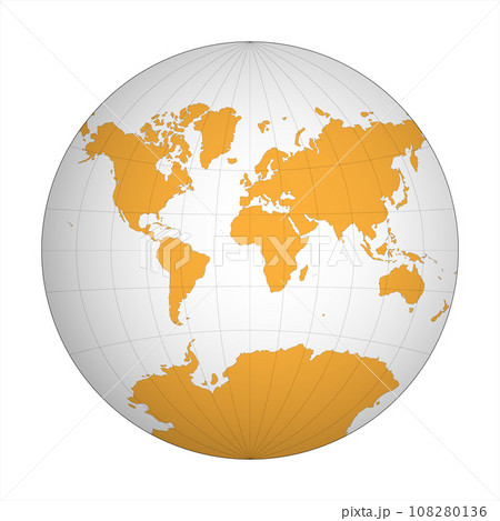 Simplified Map of World in the circle focused on Europe and Africa. Latitude and longitude grid. Van der Grinten projection. Thin black line wireframe vector illustration Simplified Map of World in the circle focused on Europe and Africa. Latitude and longitude grid. Van der Grinten projection. Thin black line wireframe vector illustration 108280136