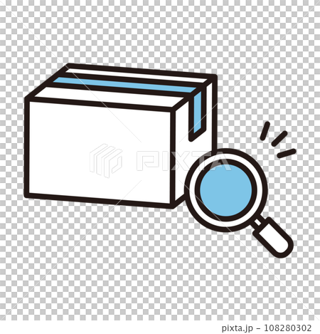 Box and magnifying glass icon Box and magnifying glass icon 108280302