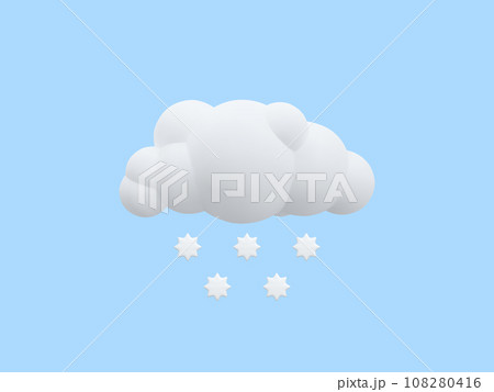 3d realistic cloud with snowflakes in cartoon style isolated on blue background. Weather forecast icon. Vector illustration 3d realistic cloud with snowflakes in cartoon style isolated on blue background. Weather forecast icon. Vector illustration 108280416