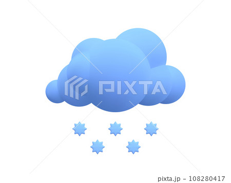 3d realistic cloud with snowflakes in cartoon style isolated on white background. Weather forecast icon. Vector illustration 3d realistic cloud with snowflakes in cartoon style isolated on white background. Weather forecast icon. Vector illustration 108280417