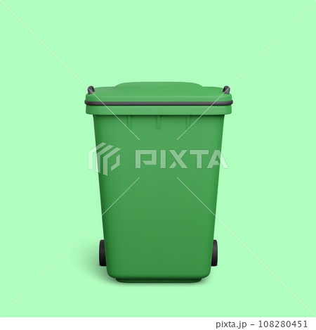 3d realistic trash can isolated on green background. Vector illustration 108280451