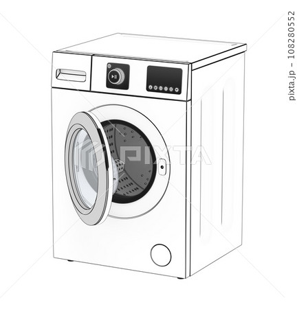 Sketch of front load washing machine Sketch of front load washing machine 108280552