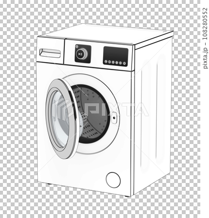 Sketch of front load washing machine Sketch of front load washing machine 108280552