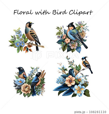 Flowers bouquet with birds Flowers bouquet with birds 108281110