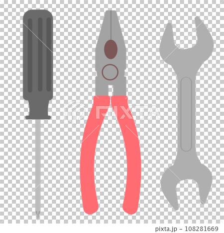Tool set of screwdriver, nippers and spanner Tool set of screwdriver, nippers and spanner 108281669