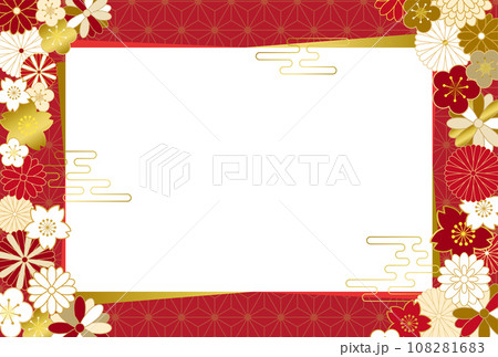 和風花柄の背景素材（はがきサイズ） 108281683