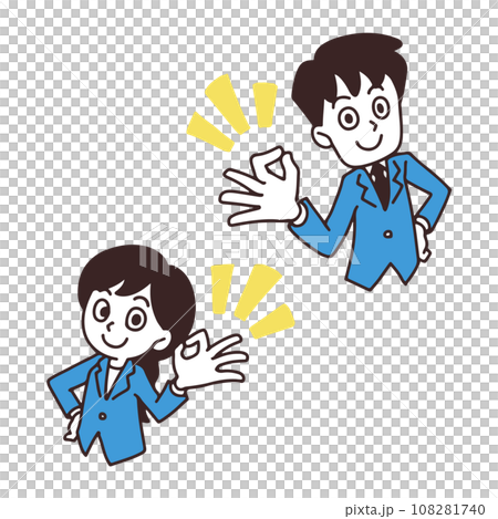 Illustration of new members of society doing an okay pose 108281740