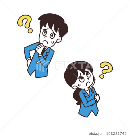 新社会人の男女が分からないことで困っているイラスト 108281742