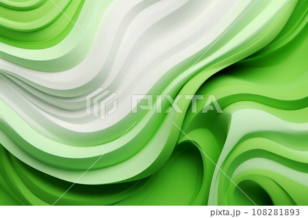 Abstract green and white geometric waves background. AI generated. Abstract green and white geometric waves background. AI generated. 108281893