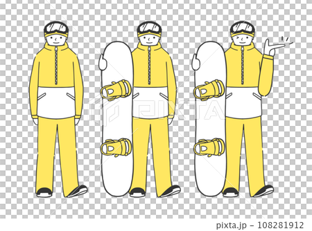 Male snowboarder full body illustration set Male snowboarder full body illustration set 108281912